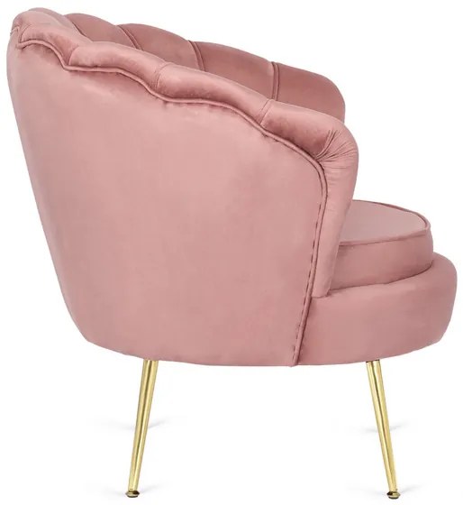 Kreslo LOREN s podnožkou, ružové, z velúru
