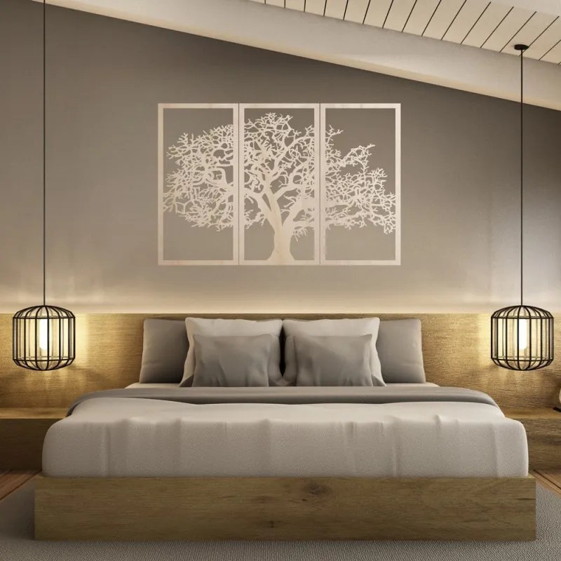 Drevený nástenný obraz Strom života: Sada 3 panelov | SENTOP PR0054