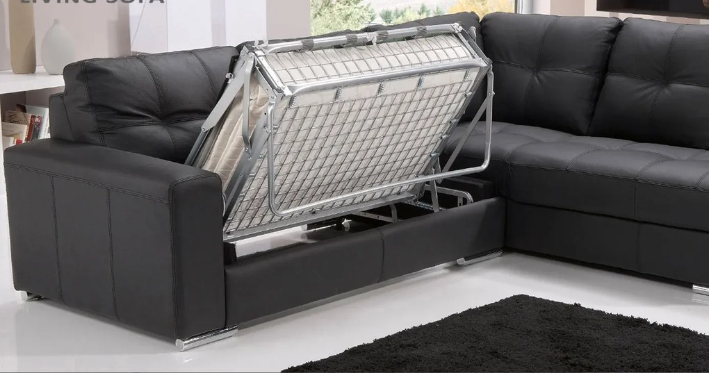 Kožená sedacia súprava s rozkladom na každodenné spanie ALEXIE – rohová, pravá, zelená (green 321)