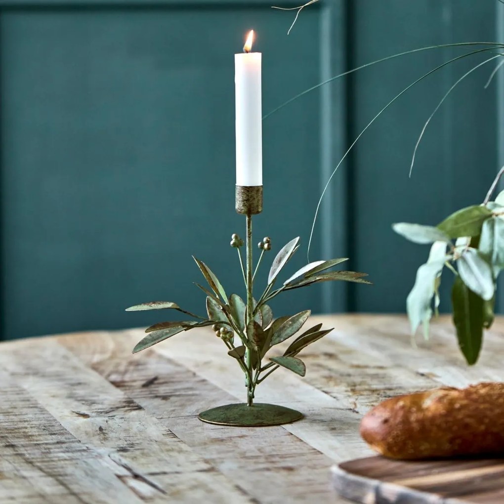 House Doctor Kovový svietnik Leaves Antique Green