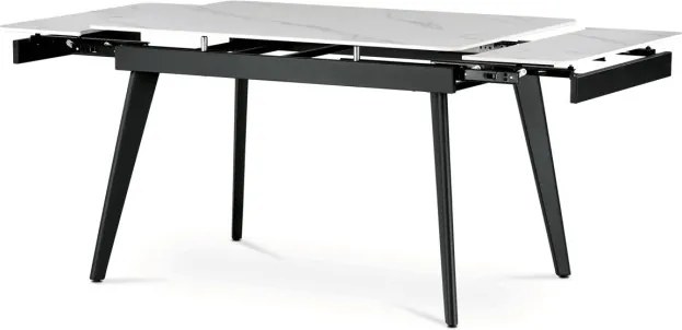 Jedálenský rozkladací stôl HT-405M mramor, biely / čierny