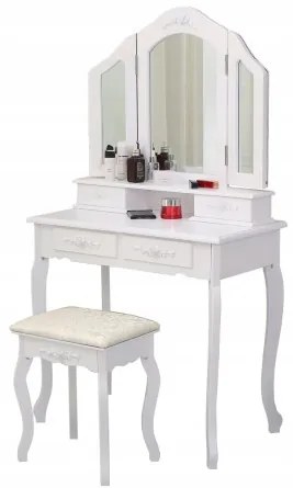 Sammer Retro toaletný stolík v bielej farbe s veľkým zrkadlom TL04