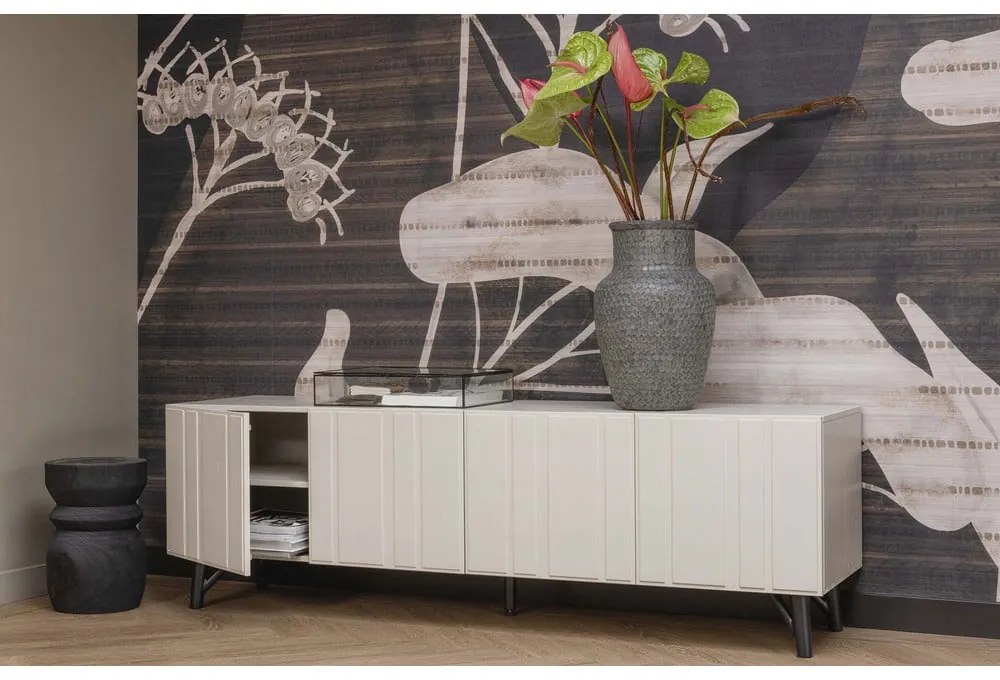 Krémový TV stolík z borovicového dreva 181x56 cm Miller - WOOOD