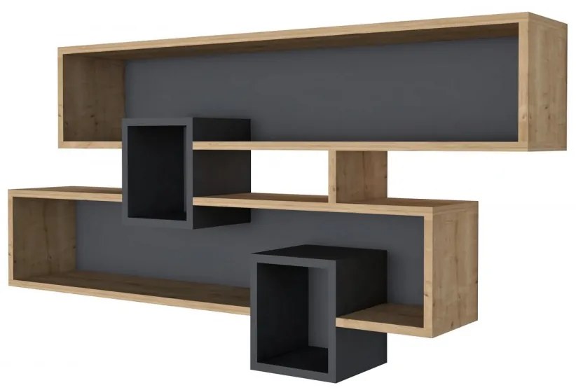 Nástenná polica Karen dub safírový/antracit