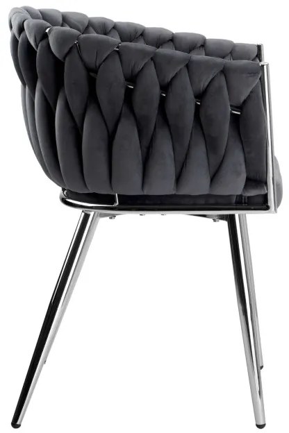 Jedálenská stolička COFTON zamatová, strieborná / grafitová