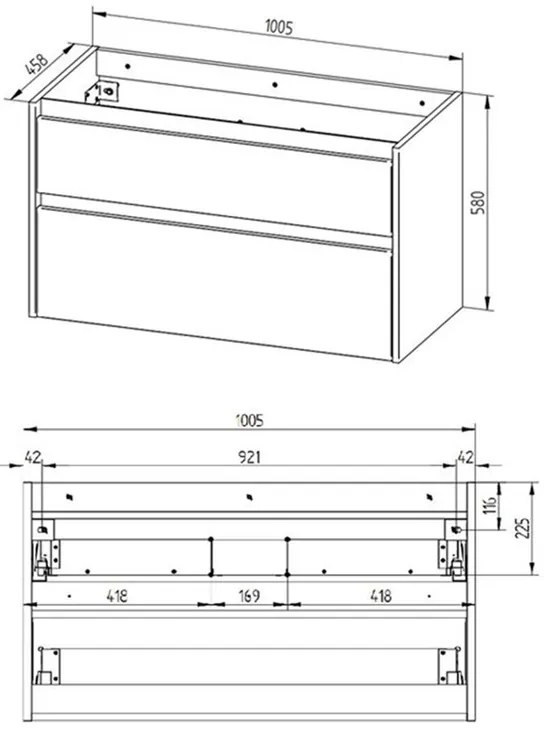 Mereo Mereo, Opto, kúpeľňová skrinka s umývadlom z liatého mramoru, 101 cm, biela, dub, biela/dub, čierna, MER-CN912M