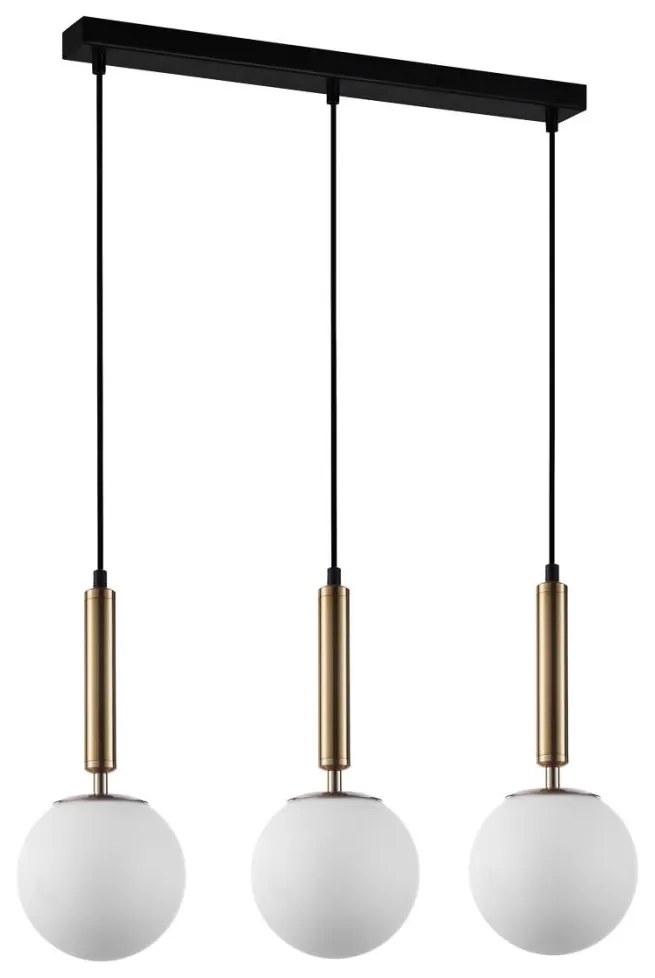 ITALUX PND-2324-3L GD+OPA - Luster na lanku RAVENA 3xE27/10W/230V čierna/zlatá