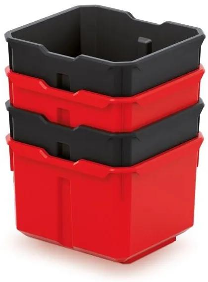 Sada úložných boxů 4 ks XEBLOCCK 15,7 x 14 x 21 cm černo-červená