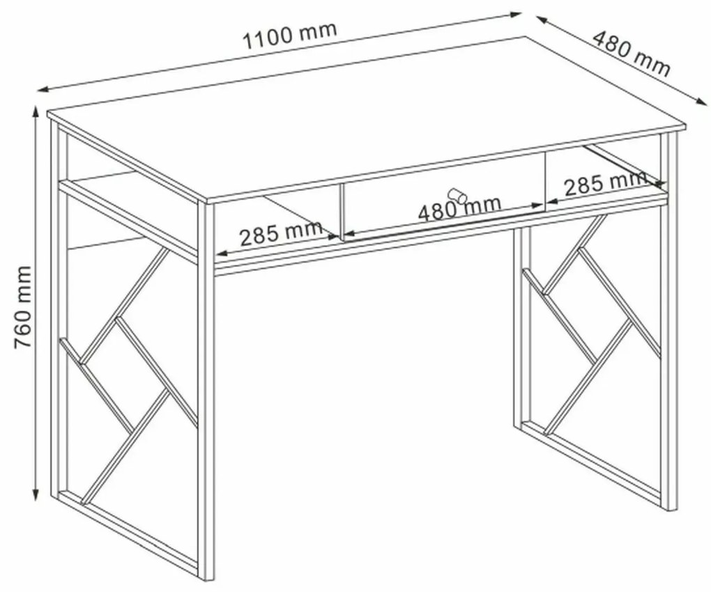 Psací stůl TABLO 110 cm dub přírodní/černý