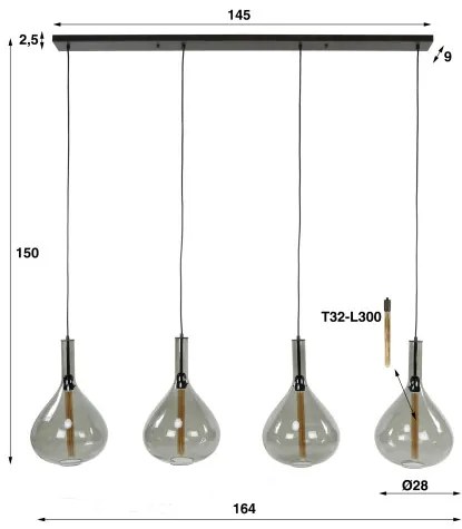 Luster 83-86 4L Drop Glass - Komfort-nábytok