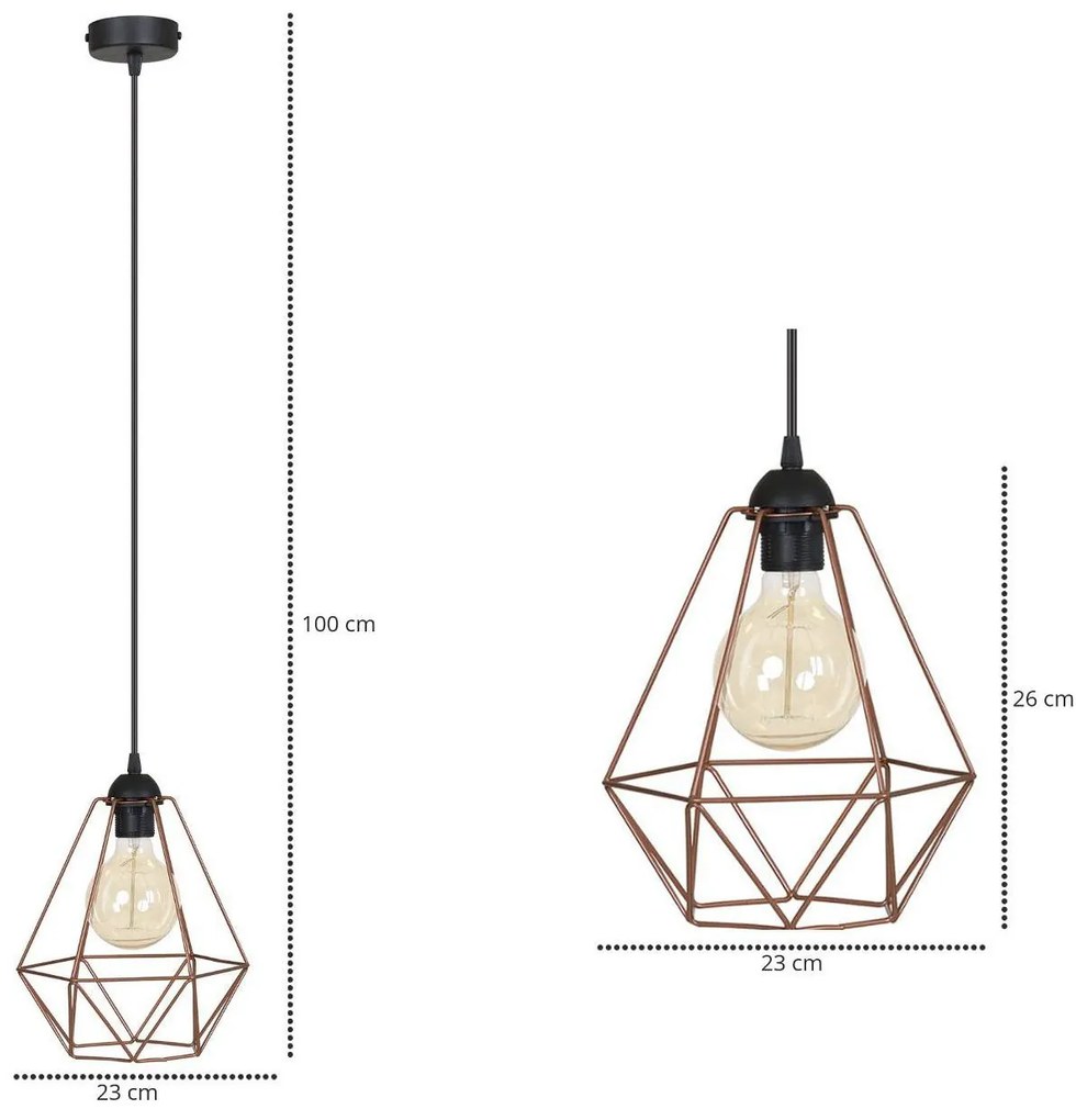 Závesné svietidlo FUSION, 1x medené drôtené tienidlo