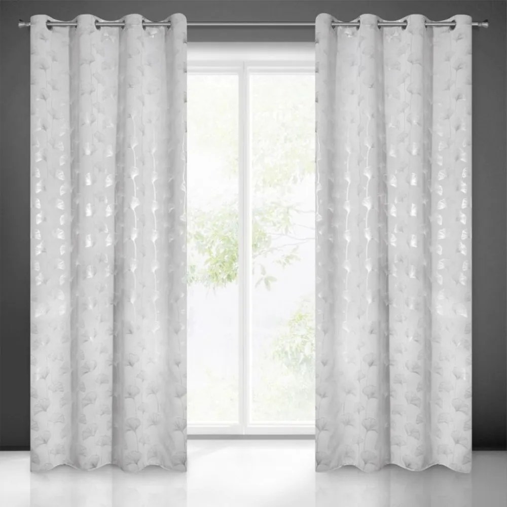 Elegantné závesy v svetlo sivej farbe so striebornou potlačou Dĺžka: 250 cm