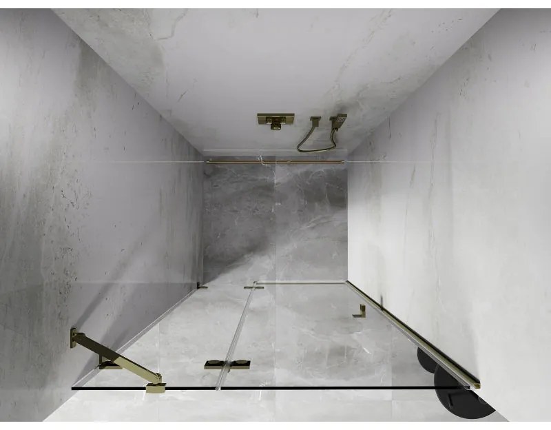 Mexen, Mexen Lunar ľavé otočné sprchové dvere 75 cm, transparentné, zlaté - 834-075-000-50-00-L