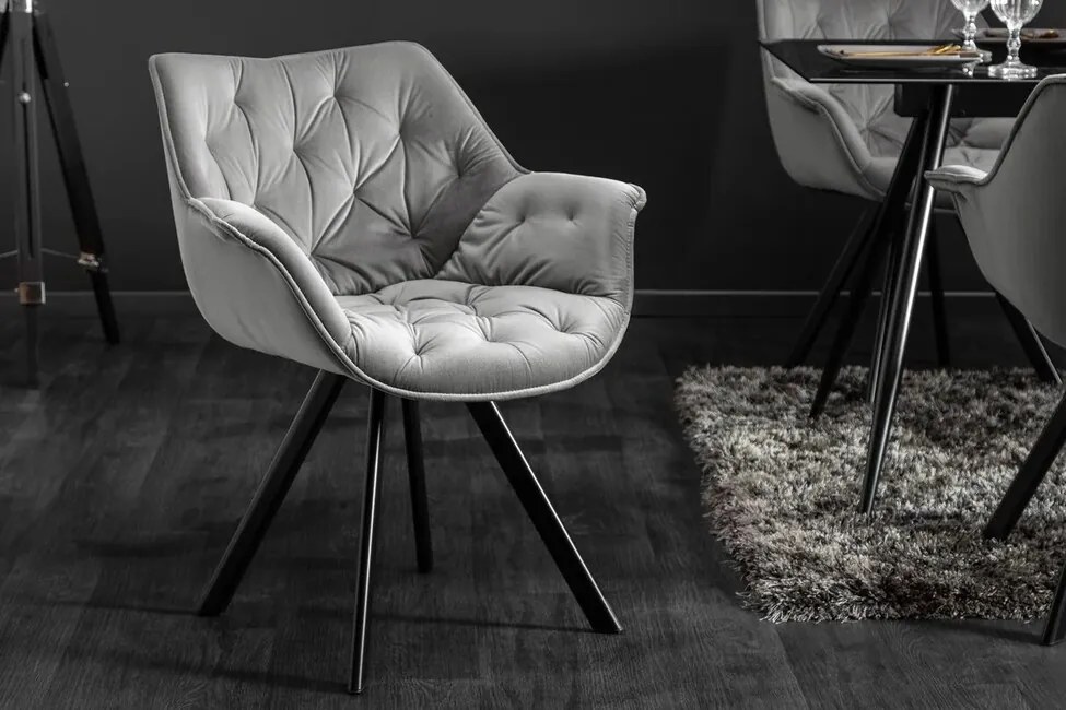 Dizajnová jedálenská stolička Miramar Style zamat šedá