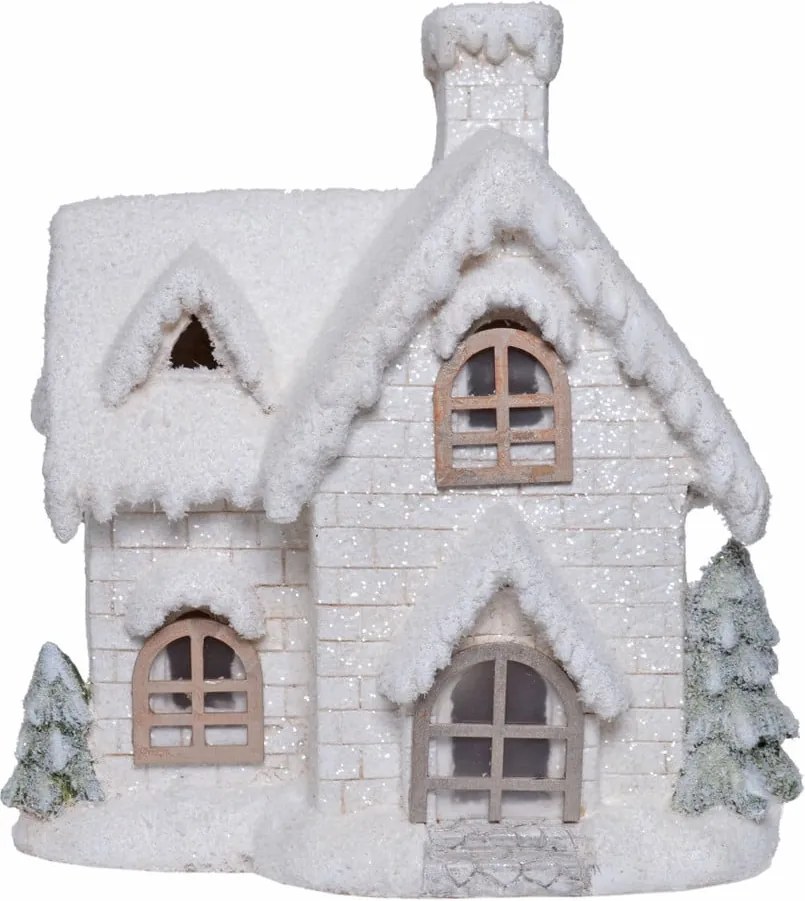 Biela keramická dekorácia v tvare domčeka Ewax Enchanted House, výška 37 cm