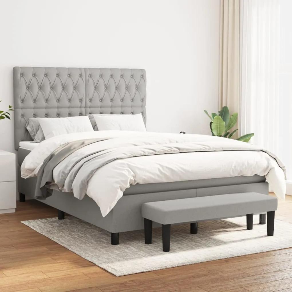 Boxspring posteľ s matracom bledosivý 140x190 cm látka 3136829