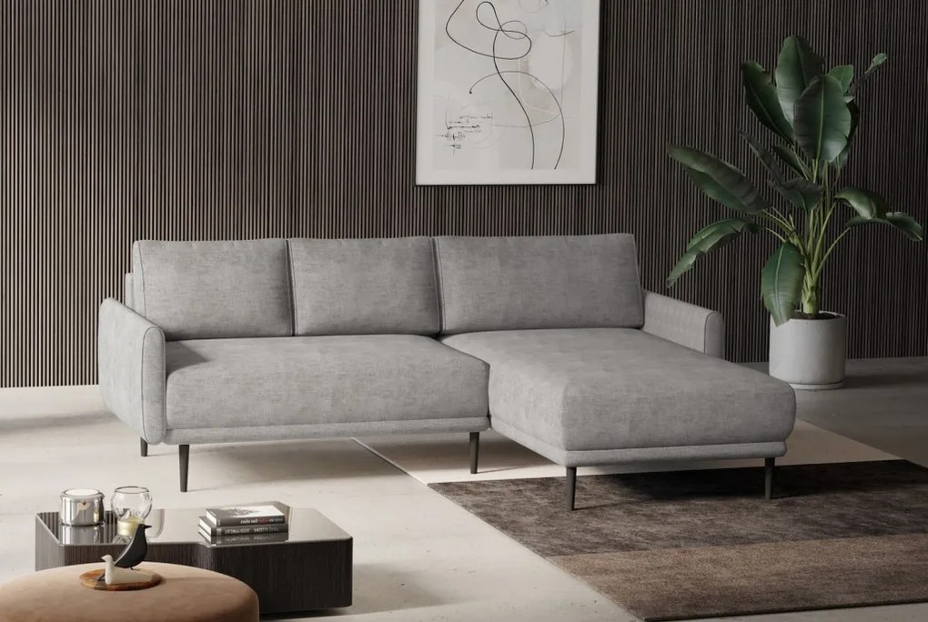 Rohová sedačka Soho, svetlo šedá štruktúrovaná látka, pravý roh