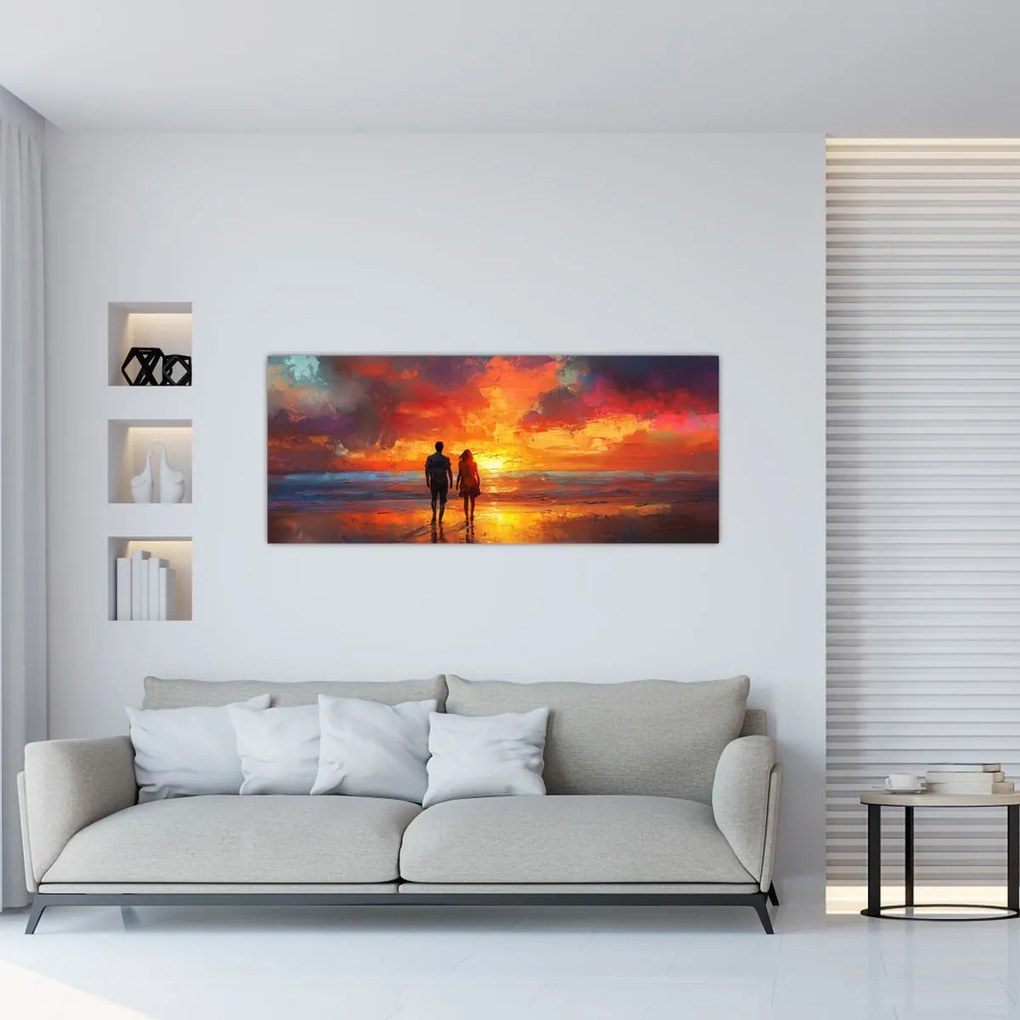 Obraz - Prechádzka na pláži (120x50 cm)