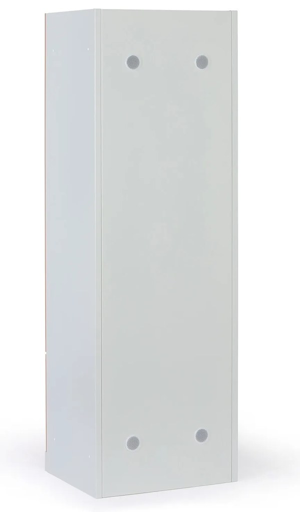 Kovová šatníková skrinka S1 Z, 4 oddiely, 1850 x 600 x 500 mm, zámok s čítačkou RFID kariet, laminované dvere, biela