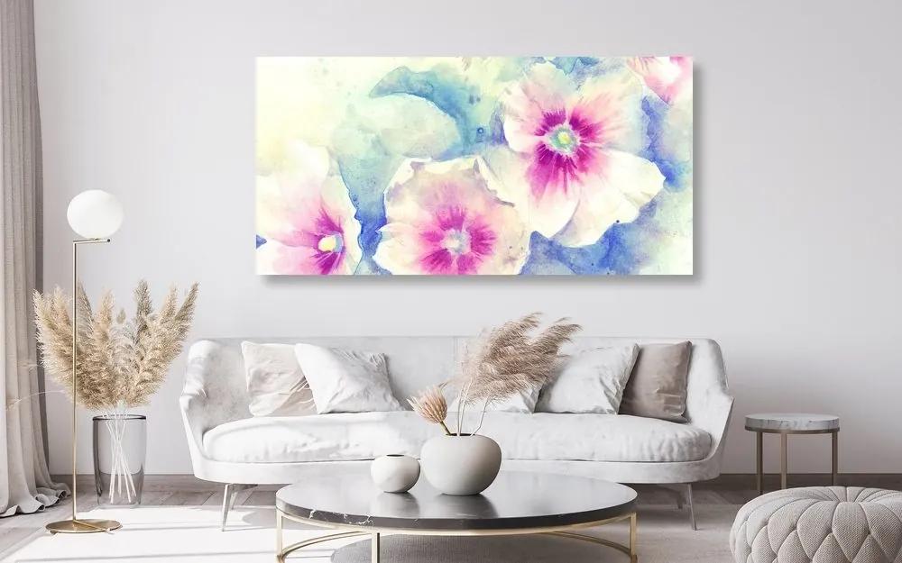 Obraz kvety v ružovom akvarely - 120x60