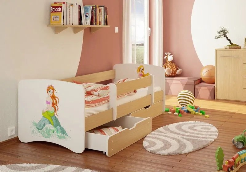 MAXMAX Detská posteľ MORSKÁ VÍLA funny 160x80 cm - sa zásuvkou 160x80 pre dievča ÁNO