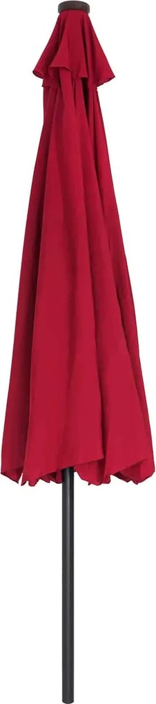 Záhradný slnečník Vang s LED osvetlením 330 cm červený