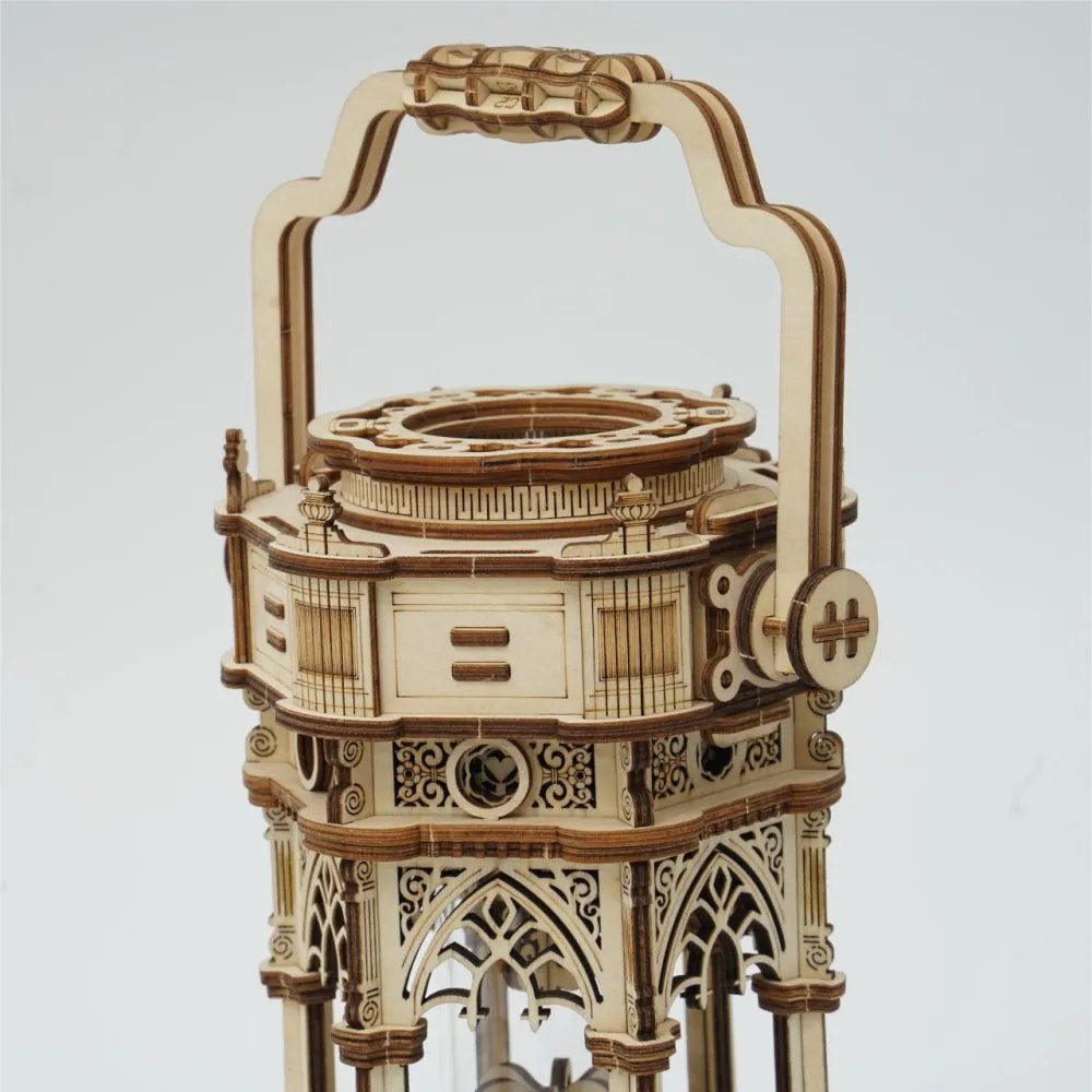 Robotime Drevené 3D mechanické puzzle Hracia skrinka Viktoriánsky lampáš 210 ks