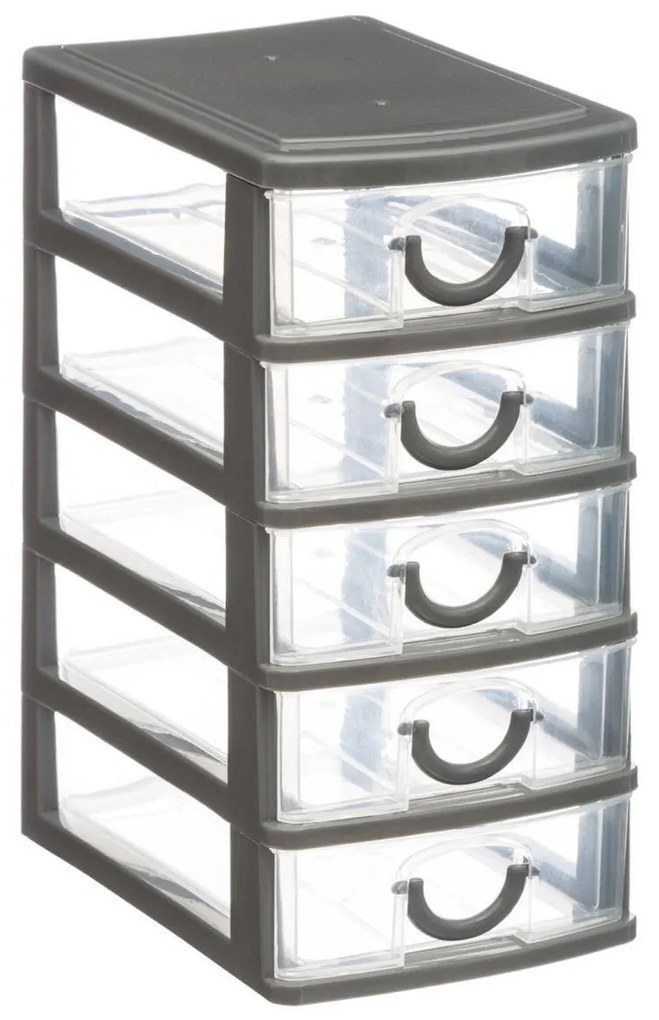 Mini organizér na drobnosti s 5 zásuvkami Poks sivý