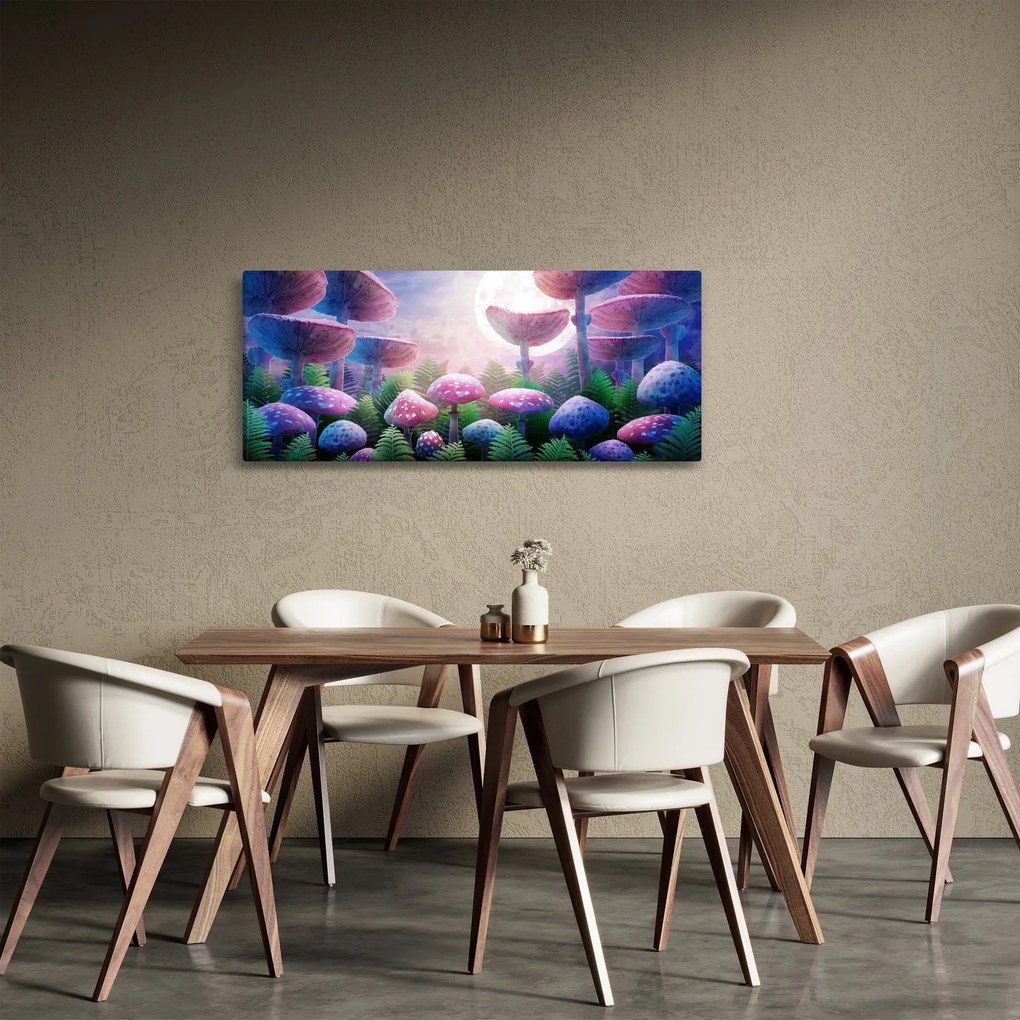Obraz - Huby pri splne, grafika (120x50 cm)