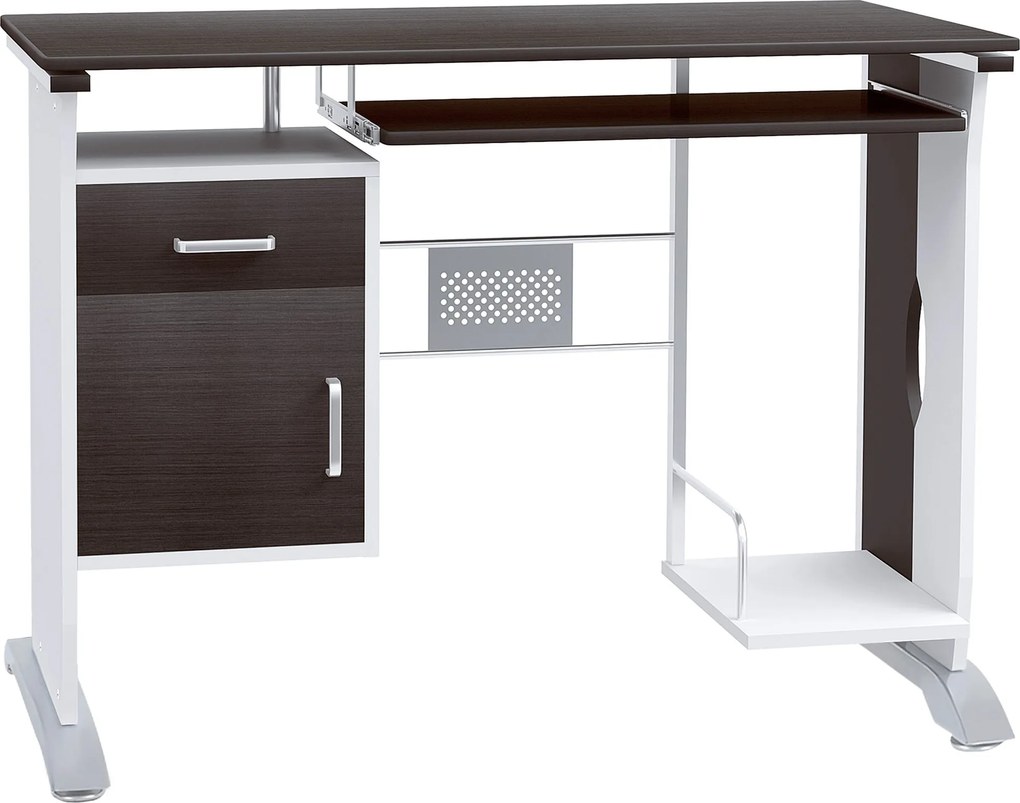 HOMCOM Moderný Počítačový Stôl 100D x 52Š x 75V cm Čierny Orech a Biela | Aosom
