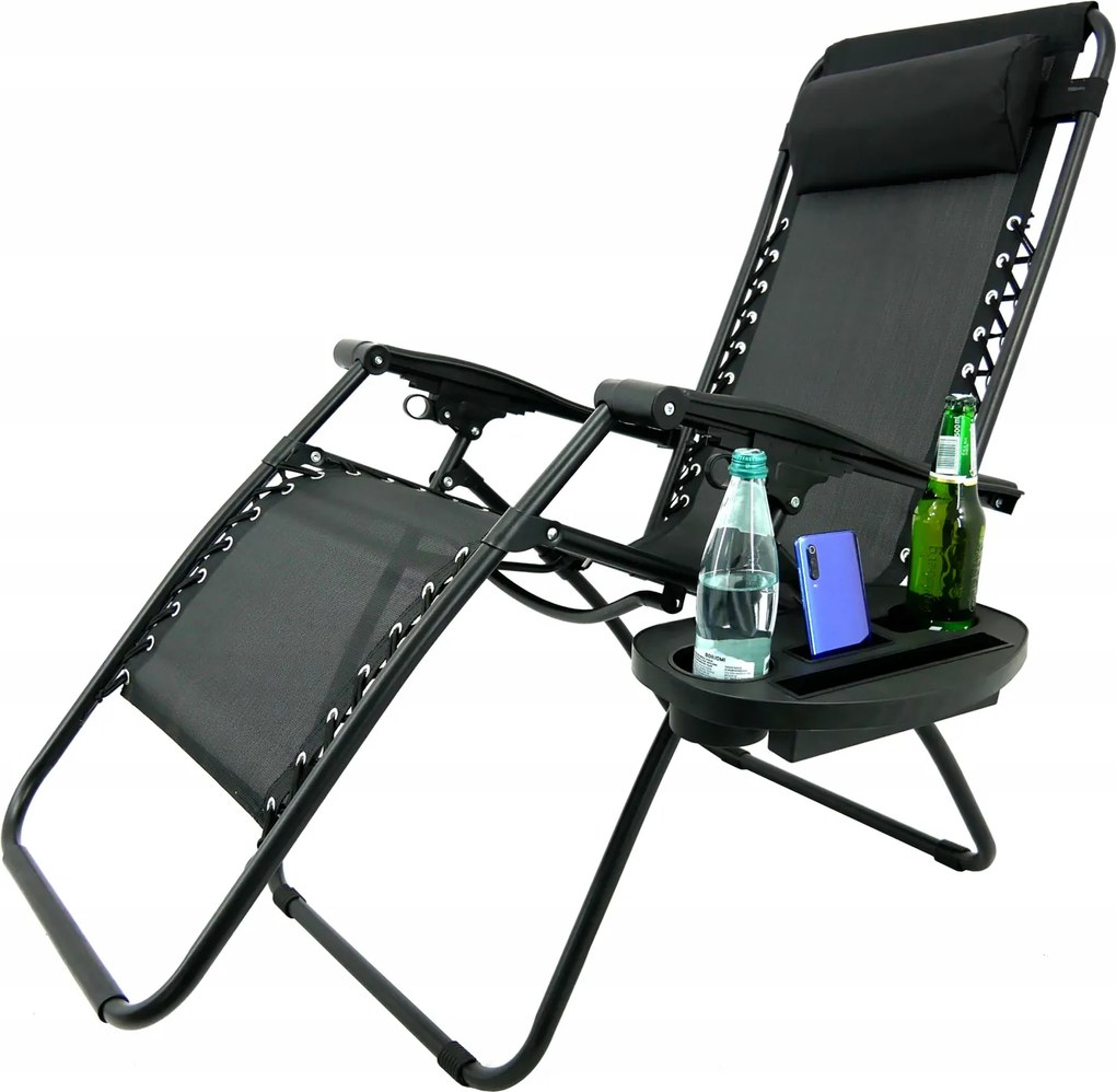 CH Záhradné skladacie relaxačné kreslo s vankúšom Zero IV - sivá