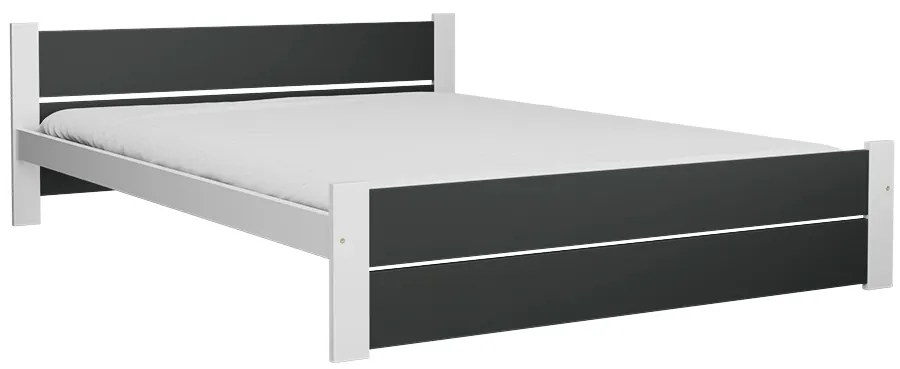 Posteľ IKAROS DOUBLE 140 x 200 cm, antracit/biela Rošt: Bez roštu, Matrac: Matrac DELUXE 10 cm