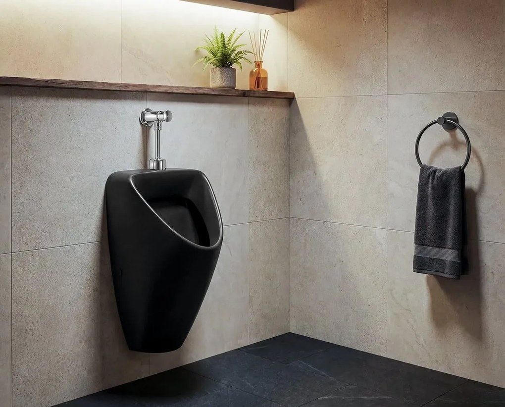 CERASTYLE CERASTYLE, SCHWARN keramický urinál, s horným prívodom vody, čierna matná, 201.702.6