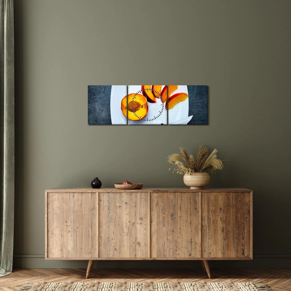 Obraz broskyne (s hodinami) (90x30 cm)