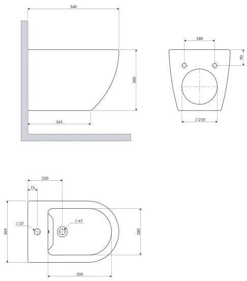 OMNIRES OTTAWACMBIBP - Závesný bidet OTTAWA keramika/lesklá biela