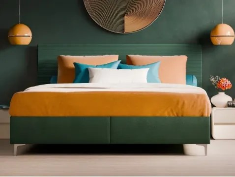 Posteľ s roštmi Stephano 180x200 cm, zelená štrukturovaná látka%