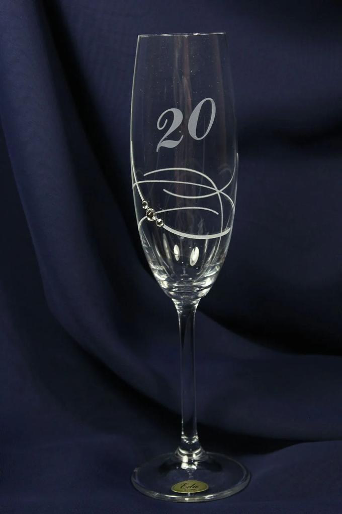 Výročný pohár na 20. narodeniny ŠAMPANSKÉ so swarovski kryštálmi 4. 220 ml