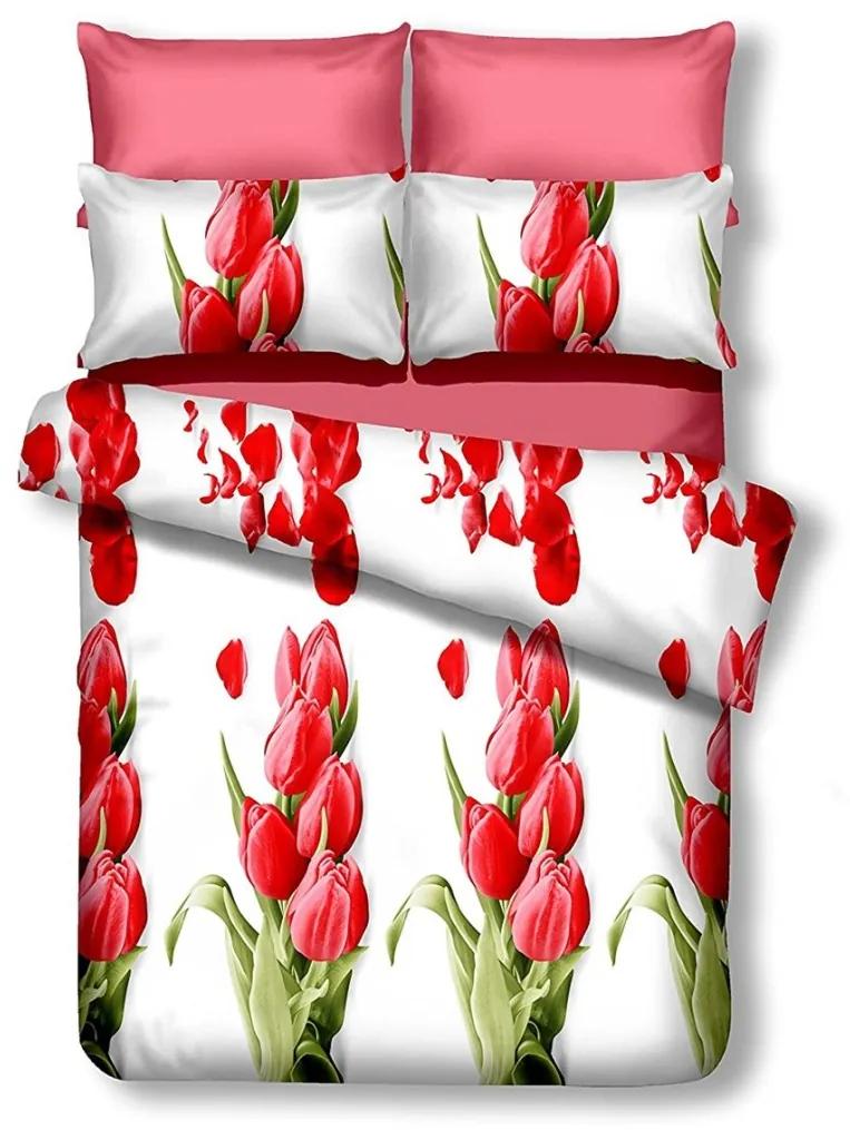 Obojstranná posteľná bielizeň z mikrovlákna DecoKing Marlien bielo-červená