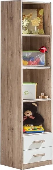 Vysoký regál so zásuvkami Cariba, dub san remo/biela