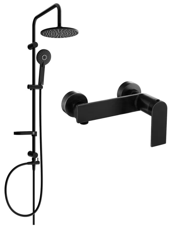 Mexen Carl, sprchový set s dažďovou sprchou a sprchovou batériou Zero, čierna matná, 71140240-70