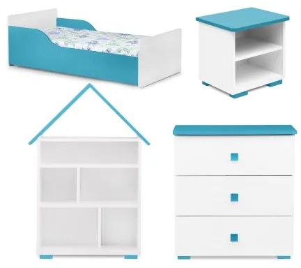 Komoda PABIS 87x83 cm biela/modrá