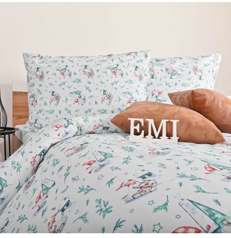 Vianočné bavlnené obliečky Elfie EMI, Štandardný set jednolôžko obsahuje 1x 140x200 + 1x 70x90