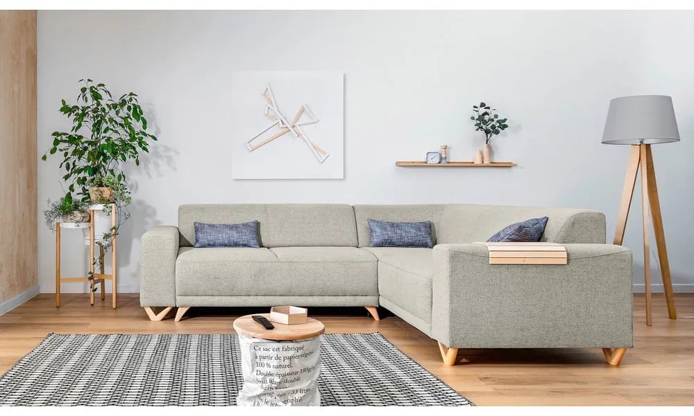 Béžová rozkladacia/s úložným priestorom rohová pohovka (pravý roh/do L) Classy Sophie – Miuform