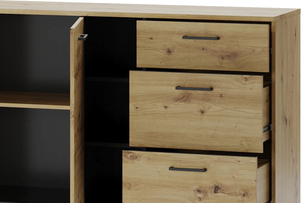 Komoda Lucas II 48 180 cm dub Artisan/čierna