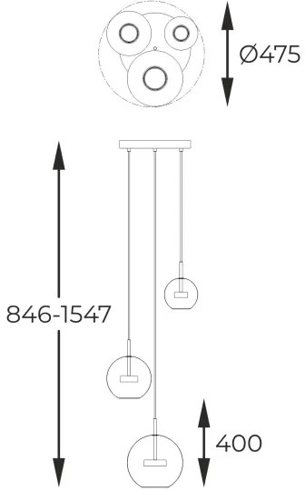 Zuma Line P0428-03L-L4AC - LED Luster na lanku ENCELADUS 3xLED/5W/230V zlatá