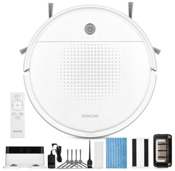 Sencor - Robotický vysávač s mopom 2v1 18W/1500 mAh biela + diaľkové ovládanie
