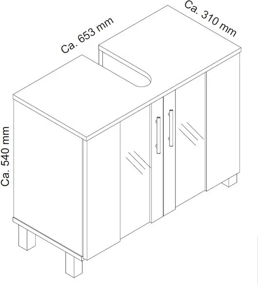 Kúpeľňová skrinka pod umývadlo Porto, dub sonoma/biela