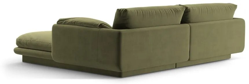Svetlozelená zamatová rohová pohovka (ľavý roh/s leňoškou) Torino – Micadoni