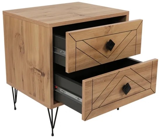 Nočný stolík LUNA 55x50 cm hnedá/čierna