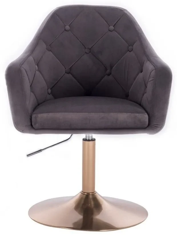 LuxuryForm DESIGN Kreslo ANDORA VELUR na zlatom tanieri - tmavo šedé